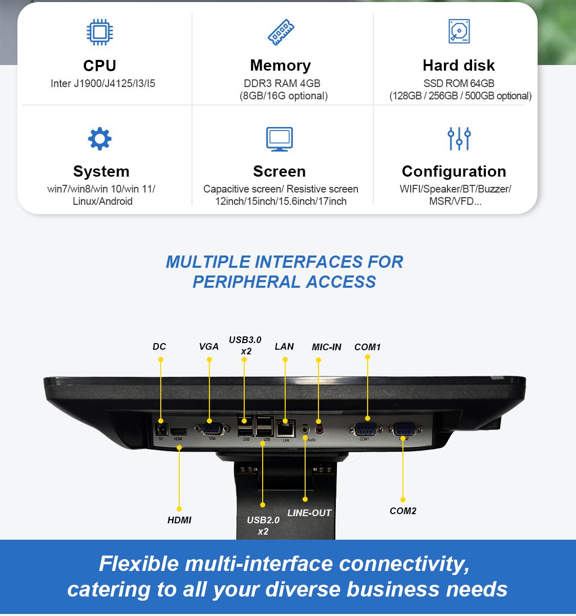 AP07 Android Ordering System Payment Cash Register All in One Pos Terminal With15inch Touch Screen With VFD - aon - postech_name