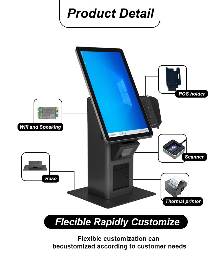 02 AONPOS Smart Payment Kiosk System with Card Reader Slot 丨 Automated Bill Payment Machine