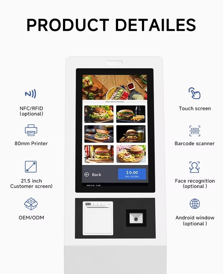 APK13 Aonpos Retail Portable Multi Touch Screen Restaurant Hotel Bank Kiosk with 80mm Printer Slim Payment Kiosk - aon - postech_name