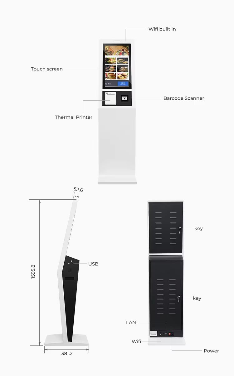 APK13 Aonpos Retail Portable Multi Touch Screen Restaurant Hotel Bank Kiosk with 80mm Printer Slim Payment Kiosk - aon - postech_name
