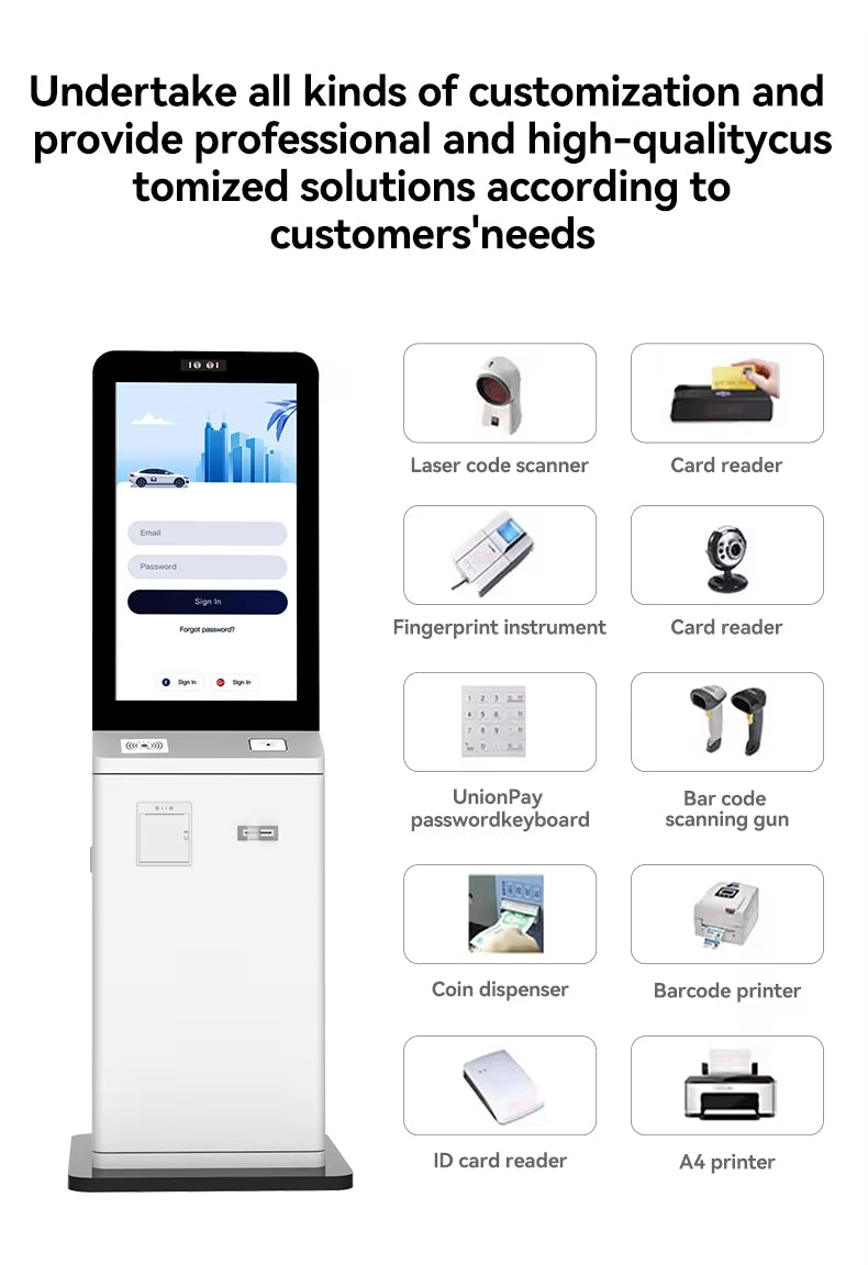 APK15 All in One Electronic Cash Register 27 Inch Commercial Self Service Equipment Capacitance POS Terminal Kiosk With Scanner - aon - postech_name