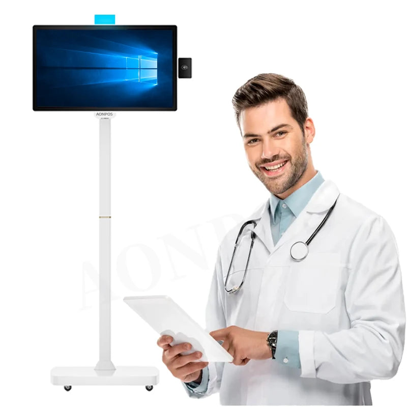Aonpos 360° Rotatable Screen High-end Display Kiosk Mobile Adjustable Height Stand Payment Kiosk for Private Hospitals