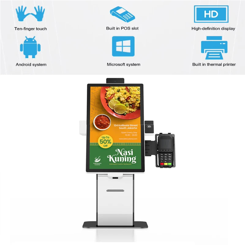 Aonpos Smart Self-service Machine Tabletop Kiosk Printer Supermarket Billing Hotel Automatic Self Check in Kiosk