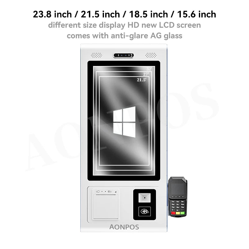 Aonpos 32 Inch Touch Screen Kiosk Smart Tabletop Windows Water Proof VGA/USB All in One Kiosk System With QR Code Scanner