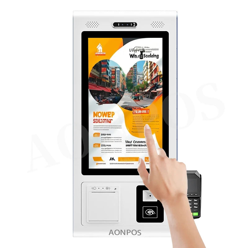 Aonpos Fiscal Payment Kiosk Automatic CashRegister Portable Restaurant Windows Table Top POS Ordering Kiosk