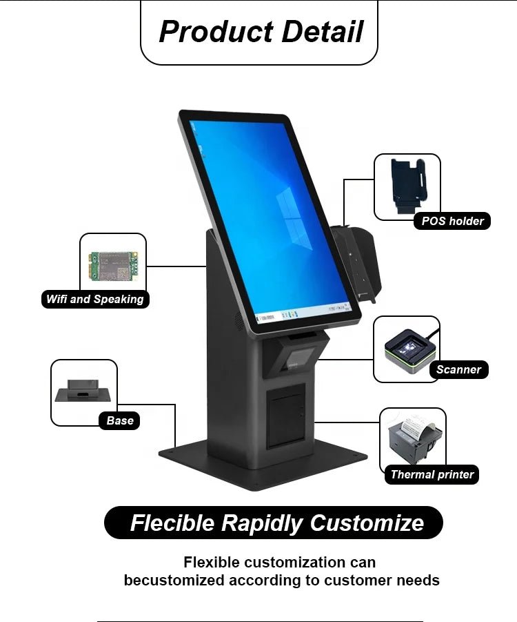 APK02 Aonpos Food Kiosk Restaurant Hotel Supermarket Tabletop Floor Stand Digital Automatic Self Service Payment Kiosk - aon - postech_name