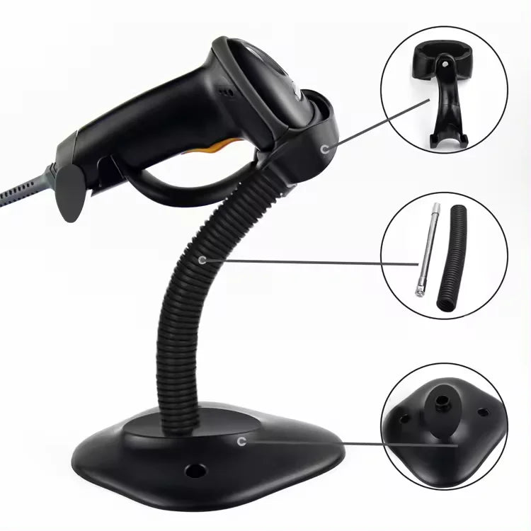 1D Barcode Scanner Laser 1d Code Barcode Reader USB Cable Barcode Scanner Reader With Holder - aon - postech_name