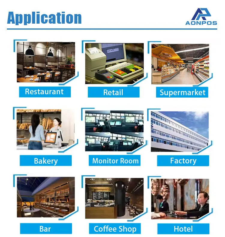 Aonpos 15 Inch Capacitive LCD Touch Screen Monitor 10-Point Touch DC VGA USB Display Monitor With Folding Base