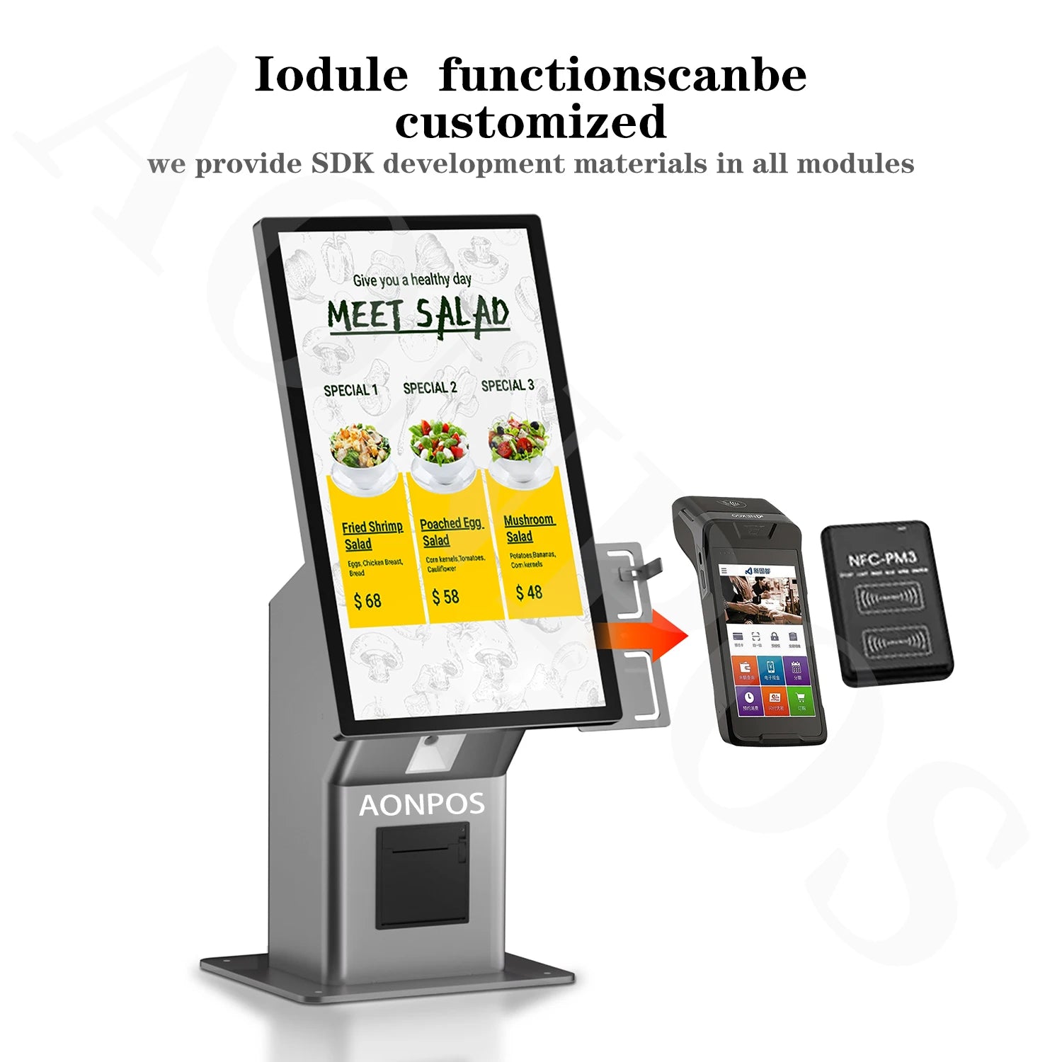 APK10 Aonpos Table Top Donation Payment Kiosk QR Type Payment Speaker Touch Screen Dessert Self Service Payment Kiosk - aon - postech_name