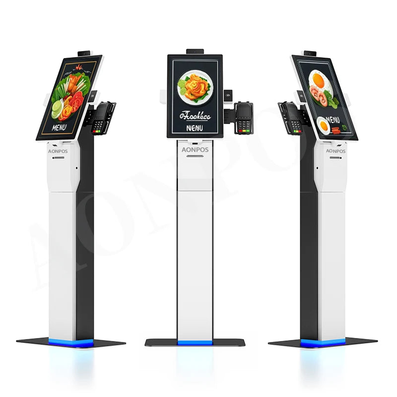 Aonpos All in One Touch Screen Payment Kiosk 15.6/18.5/21.5/23.8 Inch Kiosk Touch Screen Capacitive Floor Stand Kiosk