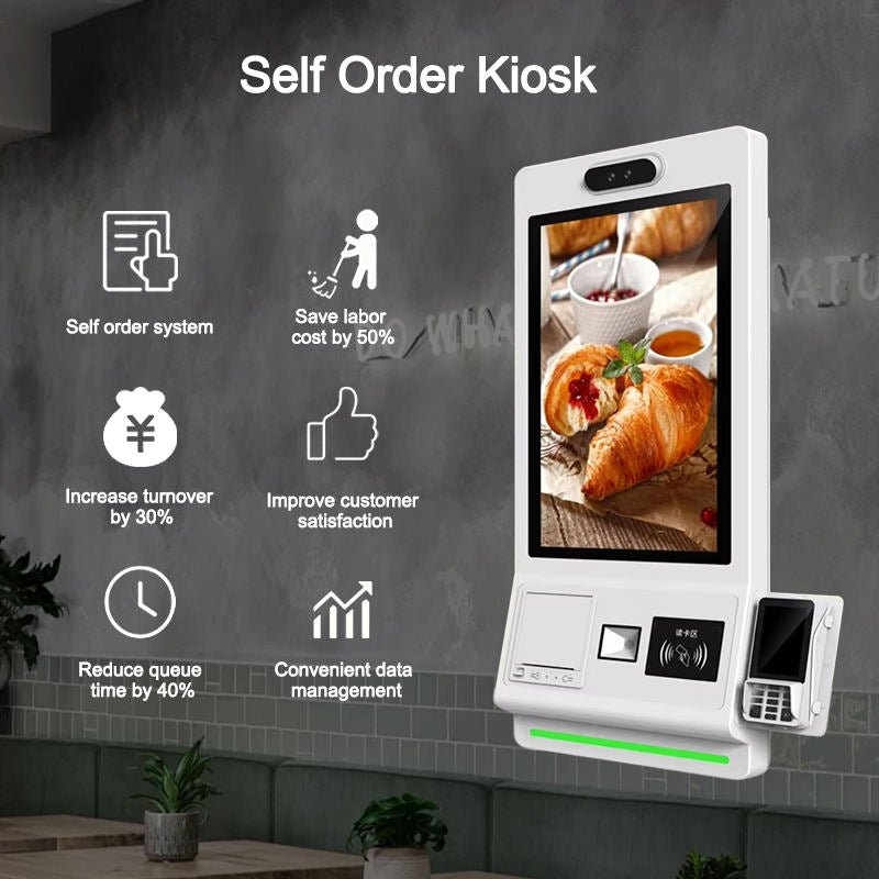 APK14 Supermarket Cashier Bill Payment Kiosk Table Top Self Checkout 23.8 Inch Kiosk QR Code Self Service Payment Kiosk - aon - postech_name