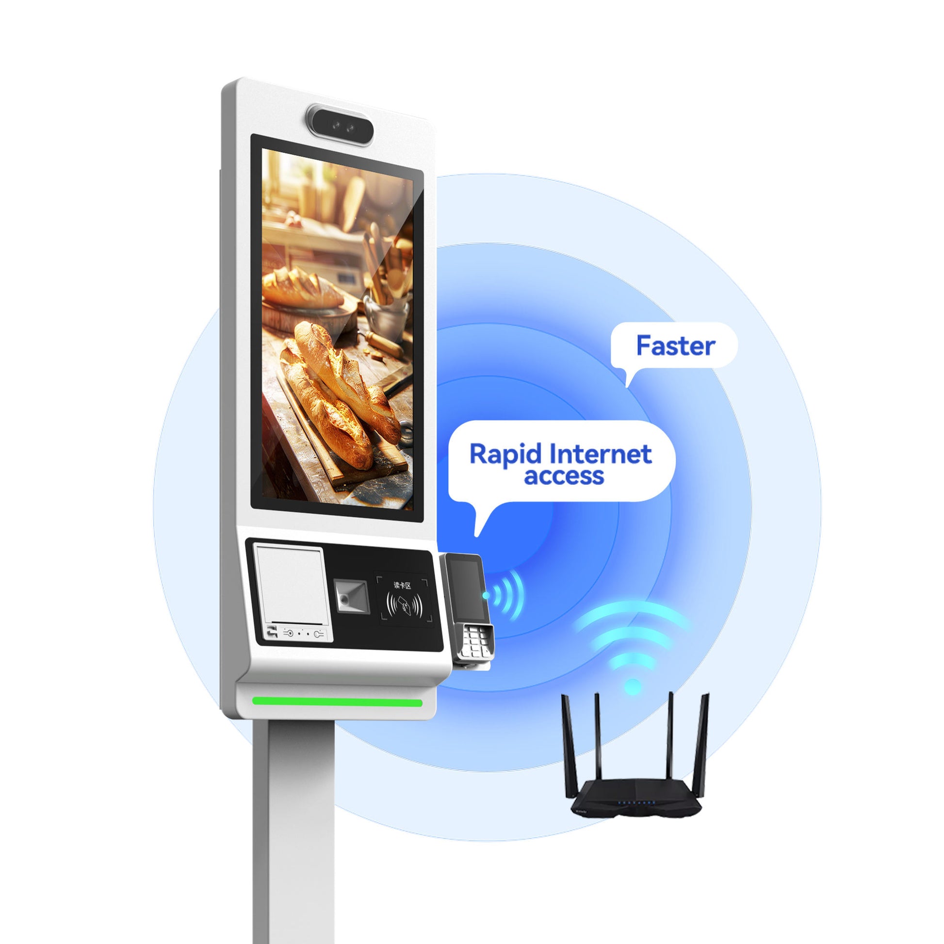 APK14 Supermarket Cashier Bill Payment Kiosk Table Top Self Checkout 23.8 Inch Kiosk QR Code Self Service Payment Kiosk - aon - postech_name